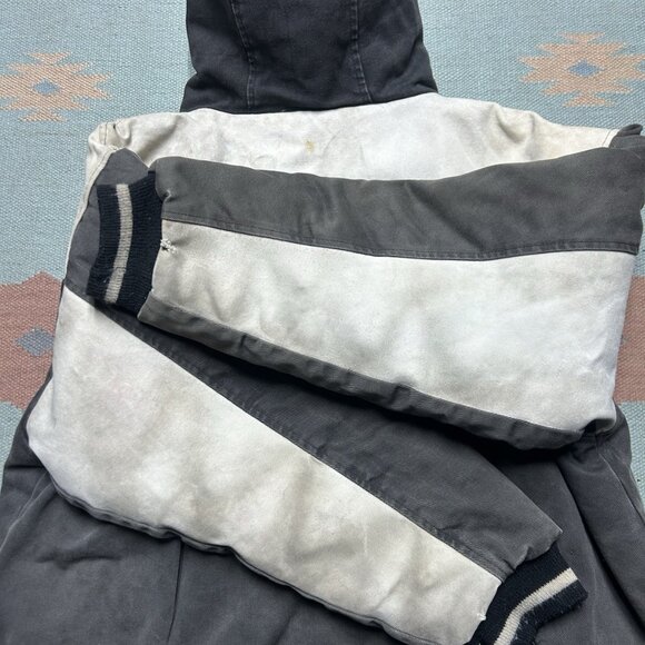 Vintage guess hooded work jacket canvas Carhartt style quilt lined distressed XL - Picture 2 of 14
